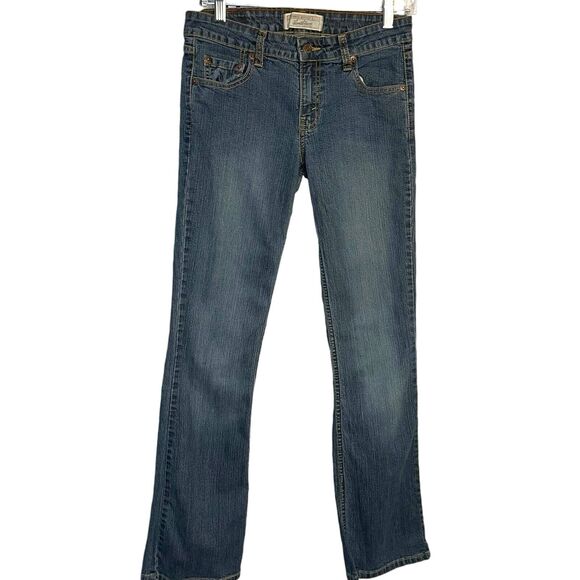 Levi's Low Rise Boot Cut Jeans Women's 5 Juniors Blue Dark Wash Pockets Casual - Picture 1 of 11